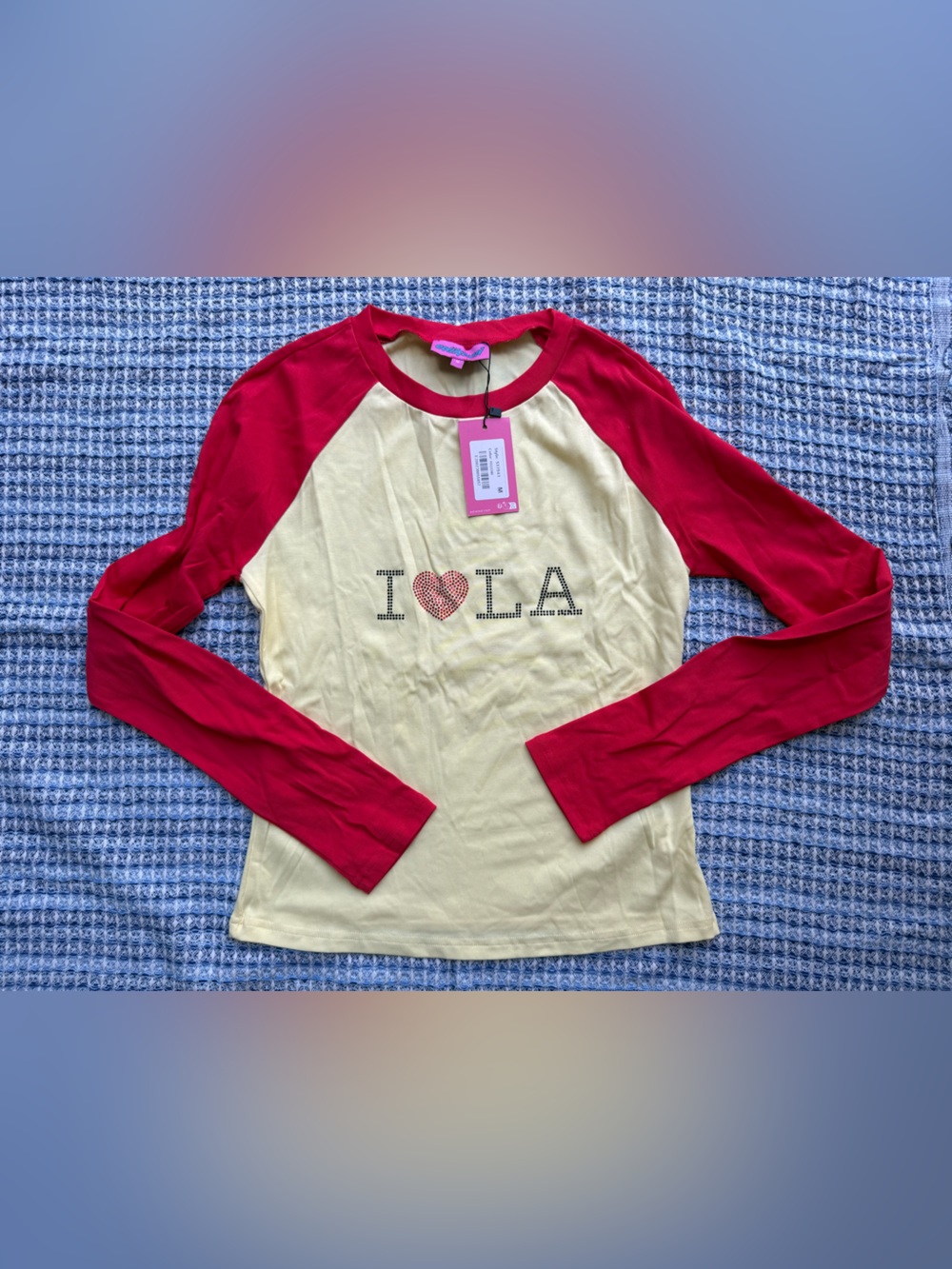 Edikted Yellow & Red 'I ♥ LA' Long Sleeve Raglan Top